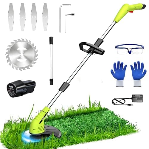 Aokia Electric Weed Wacker Cordless, 12V Battery Powered Weed Eater Cordless with Adjustable Pole (65inch), Lightweight Grass Trimmer Cutter/Edger/Mower with 2 Types Blade for Garden and Yard Lawn - Image 1