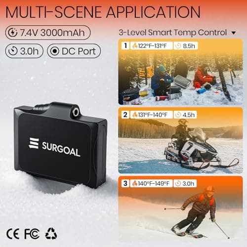 SURGOAL Heated Gloves for Men, 7.4V Heated Mittens for Women Rechargeable, PU Waterproof & Touchscreen Ideal for Winter, Hunting, Motorcycle, Skiing, Snowboarding, Fishing, Camping, Work (Orange, XL) - Thumbnail 6