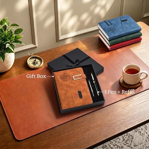 Lined Notebook Journal for Men Women, College Ruled Notebook, Hardcover Leather Journal with Pen & Gift Box, 256 Pages Thick Daily Diary, Professional Notebooks for Work, Travel, Executive, Writing,A5 - Thumbnail 3
