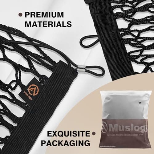 Muslogy Truck Bed Cargo Net Trunk Netting Compatible with 2024-2026 GMC Acadia | Chevy Traverse | 2025+ Buick Enclave Accessories, Pickup Cargo Organizer SUV Sedan Storage Net w/Heavy Duty Carabiners - Thumbnail 3
