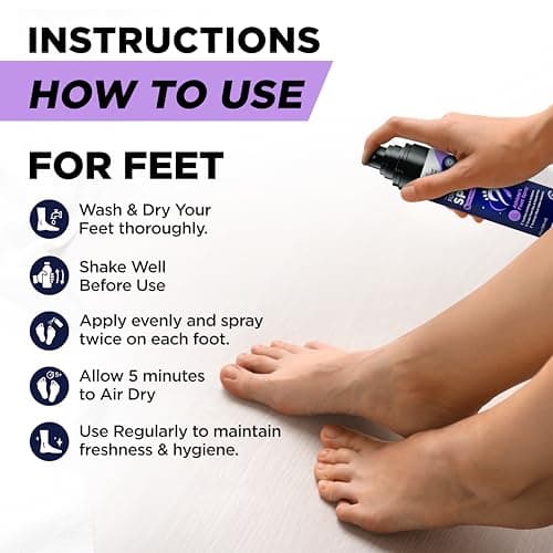 Foot Cure Shoe Deodorizer Spray - Tea Tree | Lavender Shoe Deodorizer for Smelly Feet, Athletes Foot Spray Odor Eliminator and Sweat Control | Removes, Controls & Prevents Odors - 120ml Made in USA - Thumbnail 4