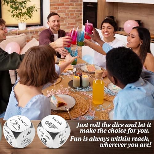 Aursy Mother s Day Gifts for Women, 2PCS Date Night Food Dice, Gifts for Men Father Day, Birthday Gifts for Him Kids Women Adults Mens Gifts, Couple Wedding - Thumbnail 4