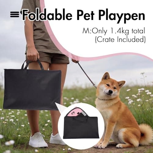 Fetpet Dog Cat Playpen, Portable Foldable Dog Playpen Outdoor/Indoor Tent Crate Cage with Zipper Top Cover Door for Small Pet, Enclosed Dog Kennel for Kitten/Rabbit/Puppy - Thumbnail 6