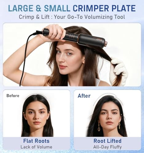FMZ Flat Iron Hair Straightener, Titanium Ceramic Hair Straighteners for Women, Rotating 4-in-1 Dual Voltage Travel Flat Iron for Straightening, Curling, Volumizing, Root Lift, 10s Fast Heat, Black - Thumbnail 4