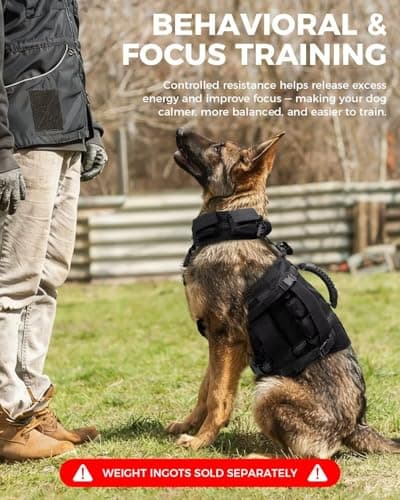 LISPOO Tactical Weighted Dog Vest for Exercise with Adjustable Weighted Collar, Pocketed Design, Dog Weight Vest Suitable for Walking, Strength Training, Muscle Building with Medium & Large Dogs (L) - Thumbnail 4