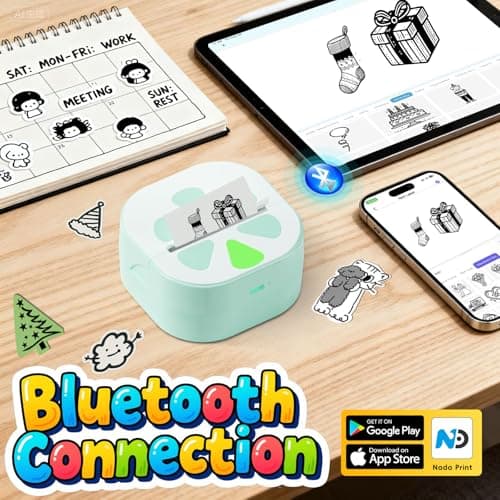 Anycash Sticker Printer Mini Print Pod, Bluetooth Sticker Maker Machine with 3 Roll Thermal Paper, D20 Portable Inkless Pocket impresora portátil Picture Label Printer for Phone DIY Journal Gift - Thumbnail 2