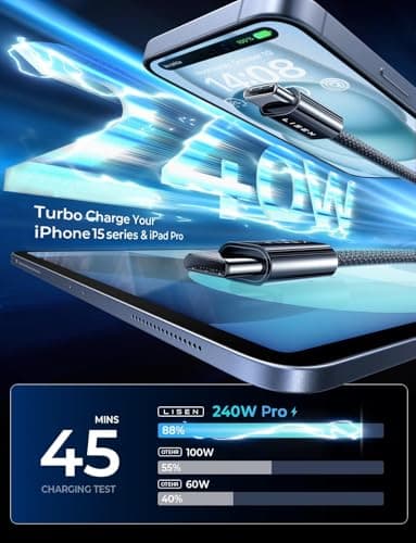 LISEN USB C to USB C Cable for iPhone 16 Charger Cord 240W Type C Charger Fast Charging Cord USB C Cable for iPhone 16e 15 17X iPad MacBook Air Pro Samsung Z Fold 7 Switch 2, 3.3ft+6.6ft/2 Pack/Black - Thumbnail 2