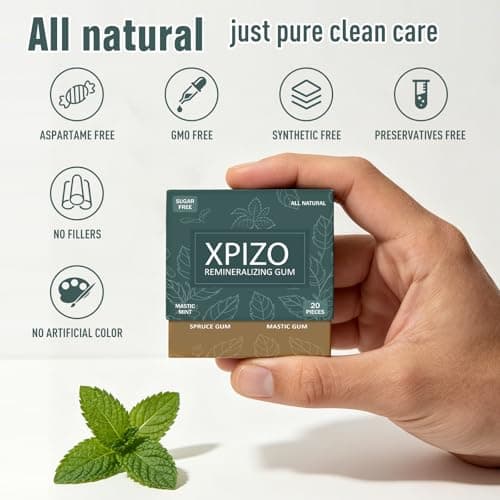 Remineralizing Gum with Nano-Hydroxyapatite & Xylitol Sugar Free Natural Base Chewing Gum Plastic-Free, Dye-Free, Aspartame-Free (Mint) - Thumbnail 5