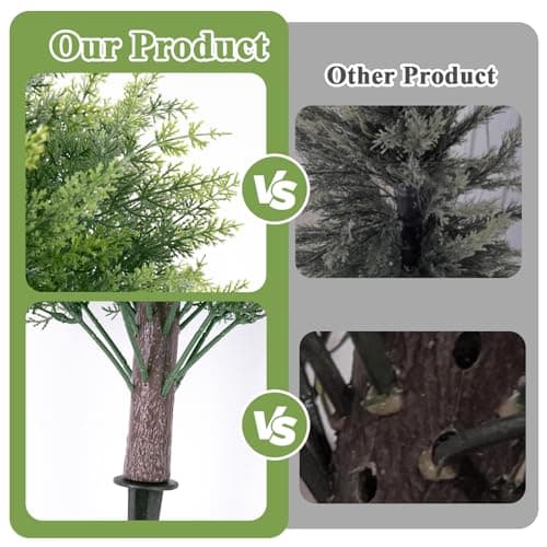 Topotdor 23.6" Artificial Cypress Topiary Trees with Ground Spike, Set of 2 Fake Shrub Bushes, UV Resistant Artificial Plants for Outdoor Indoor Front Porch Home Garden Patio Decor - Thumbnail 5