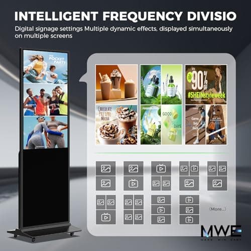 JIYANG 43 Inch Indoor Touchscreen Digital Signage Floor Standing Digital Interactive Kiosks LCD Totem Monitor with WiFi HDMI/USB Input Auto Media Player Android System,Free Customization Logo - Thumbnail 3