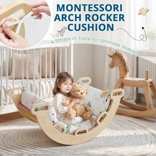 BlueWood Cushion for Climbing Arch, Montessori Philosophy Soft and Non-Slip Pillow for Kids, Pikler Cushion for Reading, Playing, Games, Parties (Dinosaur) - Thumbnail 5