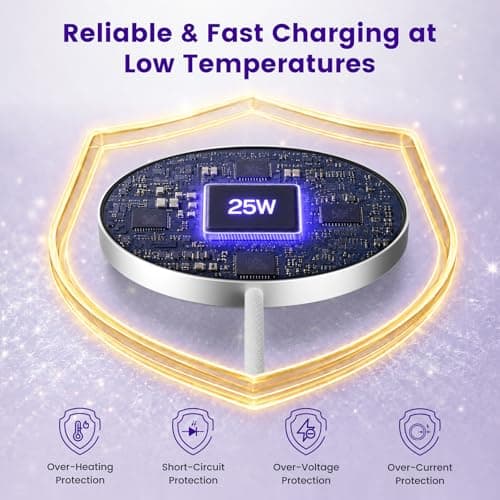 25W Magnetic Wireless Charger: Qi2.2 Qi2 Fast Charging Pad for iPhone 17 16 15 14 13 12 Pro Max, Samsung Galaxy S26 S25, Google Pixel 10, AirPods-Slim Portable for Travel Bedside Office-White 2 Pack - Thumbnail 5
