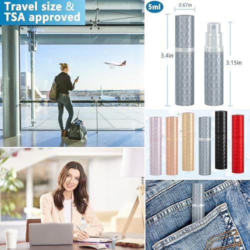 Qavhun Travel Perfume Atomizer Bottle Refillable - 5ml Leakproof Fragrances Perfume Atomizer, Portable Perfume Sprayer, Perfume Refillable Bottle for Traveling (Gray) - Thumbnail 5