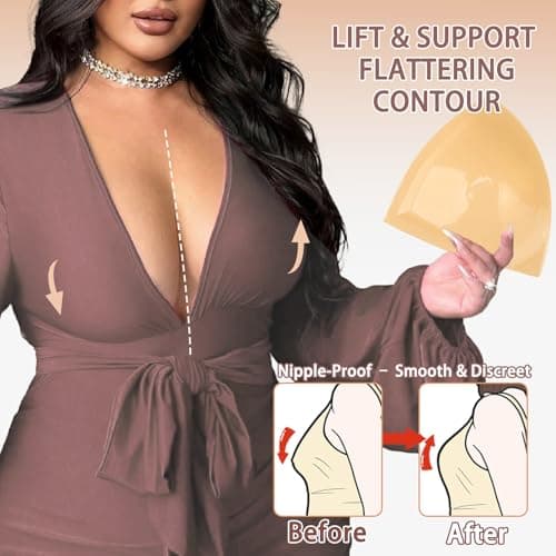 Double-Sided Sticky Bra Lift Inserts | Lightly Padded Push-Up Adhesive Bra for Large Bust | Reusable & Invisible Breast Enhancer Pads for Backless Dresses, Swimsuits - Thumbnail 2