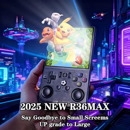Retro Game Console R36MAX Handheld Game Console with 64GB Preloaded Games, Save/Load Function, 4.0" HD IPS Screen, Portable Emulator Console for Family, Adults & Nostalgic Players (Blue R36MAX 4.0") - Thumbnail 3