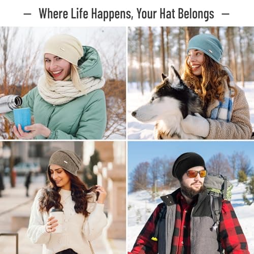 HAMUNI Wool Slouchy Beanie for Women, Soft Warm Beanies Hats- Lightweight & Breathable Knitting Skull Beanies Cap for Spring, Fall, Winter - Thumbnail 6