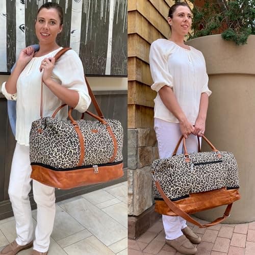 IBFUN Weekender Bags for Women, 21" Weekender Travel Bag, Travel Duffle Bag with Shoe Compartment Carry on Overnight Duffel Bag for Weekend Travel Business Trip - Thumbnail 2