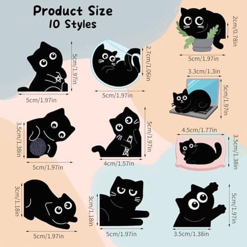 10Pcs Magnetic Bookmarks Cute Black Cat Bookmark, Mothers Day Gifts, Black Cat Gifts for Reading Women, Bookish Gift for Book Lovers, First Mothers Day Gift for New Mom - Thumbnail 2