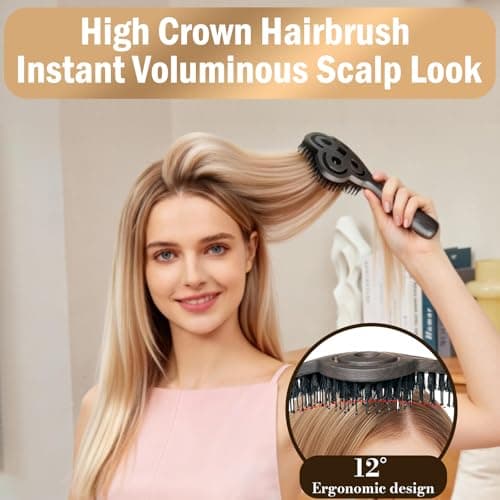 Simetra Detangler Hair Brush for Women and Men, Holiday Present - Original Detangling Brush for Curly Hair/Wet & Dry Hair, Natural Boar Bristles Hairbrush - Natural Crystal Inlay & 14K Gold Plating - Thumbnail 5