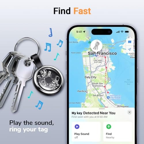 2026 New Air Tracker Tags-4 Pack Compatible with Apple Find My (iOS Only), Bluetooth Tracker Smart Tag Waterproof Key Finder Item Locator for Keys, Wallet, Luggage, Pet - Thumbnail 5