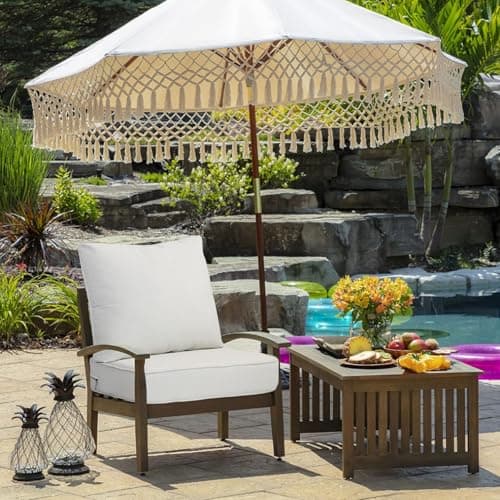 Garden lucky 23.5"x25" Outdoor Deep Seat Patio Cushions Set of 2, Deep Seat Bottom Resilient Foam Filling Water-Resistant Stain-Resistant UV Resistant Weather Resistant with YKK Zippers,Almond - Thumbnail 2