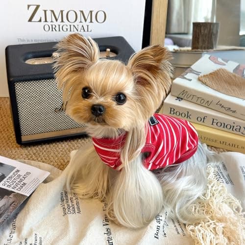 Jialinifery Soft Striped Dog Shirt, Cozy Warm pet Vest for Small Medium Dogs, Classic Puppy cat Clothes for Indoor Outdoor Outfits - Thumbnail 2