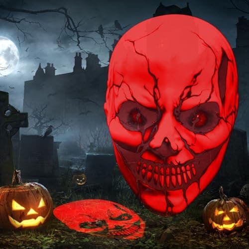 12 in 1 Halloween Projector Outdoor,3D Dynamic Halloween Decorations,Clearer Ghost/Spider/Bat/Skull/Witch/Nativity/Crucifix HD Patterns,Waterproof for Window Wall Cemetery Holiday Decor - Thumbnail 4