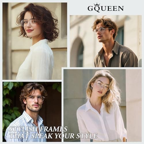 GQUEEN Fake Glasses Women Men Clear Lens Metal Frame UV400 Protection Fashion Retro Pilot Style Eyeglasses - Thumbnail 2