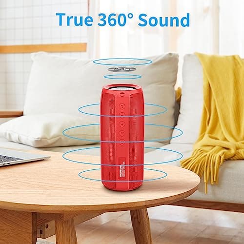 Musibaby Bluetooth Speaker, M88 Speakers,Dual Pairing, Bluetooth 5.3,Loud Stereo Sound,Booming Bass,30H Playtime for Home& Outdoor Party,Beach,Portable Speaker,Gifts(Red) - Thumbnail 2