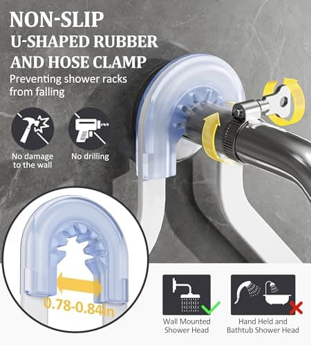OMAIRA Shower Caddy Hanging with Soap Scrub Holder, Stainless Steel Adjustable No Drilling Non-Slip Large Capacity Sturdy Over Shower Head Shower Organizer Inside Shelves Bathroom Storage Rack, White - Thumbnail 2