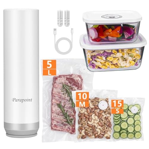 Handheld Vacuum Sealer for Food Powerful Vacuum Sealer Machine,Seal Meal Saver,Portable Food Sealer (Vacuum Sealer Machine + 2 Glass Vacuum Containers + 30 Reusable Vacuum Bags）