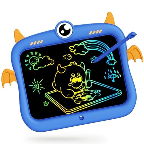 TEKFUN Toddler Toys Drawing Pad for Kids, 8.5inch Kids Travel Essentials Doodle Board, Colorful Writing Tablet, Mess Free Coloring for Toddlers Ages 3 4 5 6 7 8 Boys - Blue