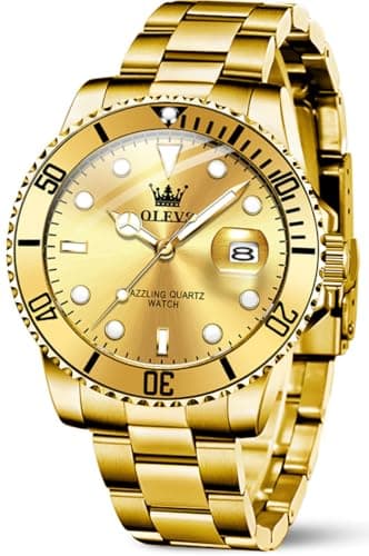 OLEVS Watch Men Gold Watches for Men Classic Mens Luxury Watches with Date Waterproof Big Face Fashion Stainless Steel Metal Quartz Analog Dress Men's Watch Relojes De Hombre