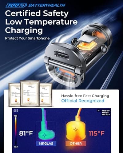 【Upgraded】 125W Car Charger USB C Super Fast Charging, [PD65W & QC60W][All Metal] MRGLAS Cigarette Lighter Car Charger, RV Car Electronics Accessories for iPhone 17 Pro Max iPad Samsung S25 Pixel 10 - Thumbnail 6