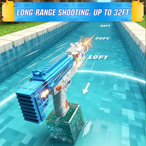 Electric Water Gun for Adults Kids, Automatic Squirt Gun Water Blaster Soaker with LED Flashing Lights, Perfect Summer Outdoor Pool Beach Party Toys for Boys Girls (Blue) - Thumbnail 4