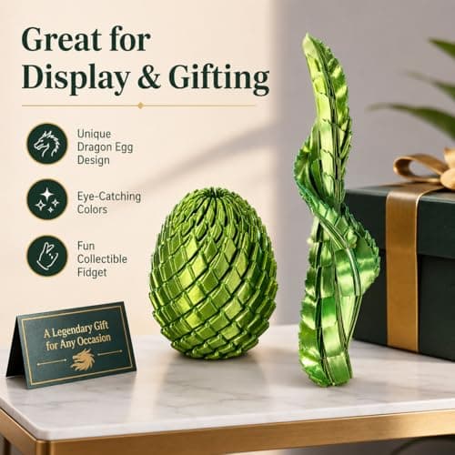 JimSeiSei 3D Printed Fidget Toy, Twisty Dragon Eggs, Spiral Slippery Egg Fidget Toy, Stress Relief Sensory Desk Toy for Adults and ADHD, Rotating Focus Anxiety Relief Pocket Toy (YellowGreen) - Thumbnail 5