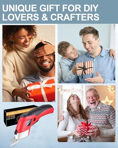 Father Day Gifts from Daughter Son Wife for Dad, Cordless Electric Scissors Cardboard Cutter 4V Powerful Box Cutter with 2 Blades Rechargeable Shears for Cutting Fabric Carpet Leather for DIY Lovers - Thumbnail 2