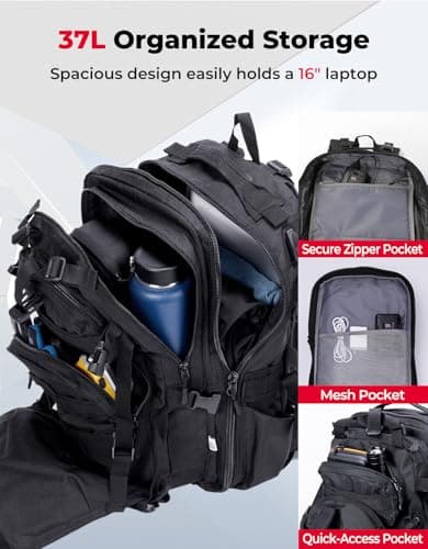 KEMIMOTO Motorcycle Helmet Backpack, 37L Large Capacity Helmet Bag with USB Charging Port, Riding Commuting Backpack for Men - Thumbnail 3
