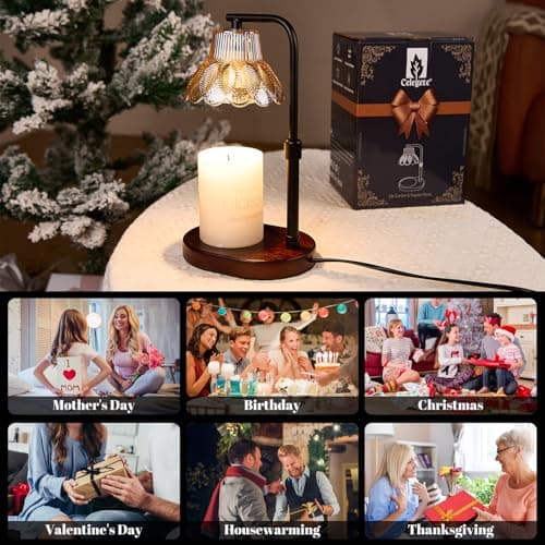 Celegete Candle Warmer Lamp with Timer and Dimmer-Candle Warming Lamp for House Warming Gifts,Brithday Gifts for Women Mom,Adjustable Height for Wax Warmer Lamp,Home Decor - Thumbnail 6