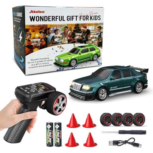 Dingdongwu 1/43 Mini RC Drift Car with Gyroscope, 4WD Full Proportional RC Car, 2.4GHZ Hobby Grade Remote Control Cars, RTR Model Vehicle, 20+KM/H High Speed for Hobbyists Kids Adults (Green) - Image 1
