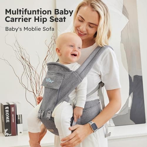 Bear Baby Carrier, 6-in-1 Baby Carrier Newborn to Toddler with Hip Seat (Ergonomic M Position) for 3-36 Month/ 7-44lbs Baby, Adjustable Size for Enhanced Lumbar Support, Perfect for On-the-go - Thumbnail 6