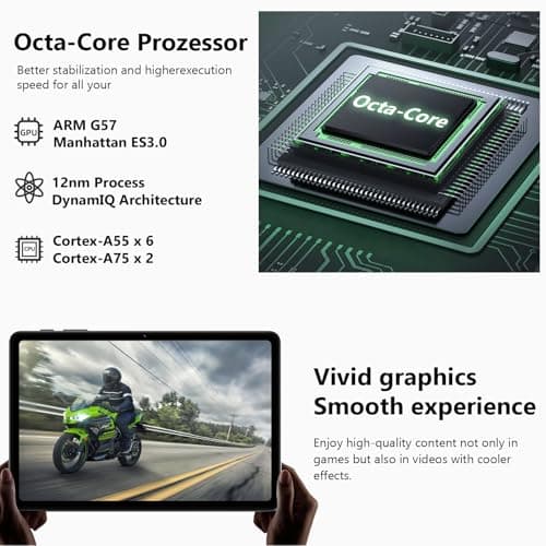 Android 16 Tablet, 10 Inch Tablet with Octa-Core, 24GB RAM 64GB ROM 2TB Expand, Gemini AI, 6000mAh, WiFi, GPS, Dual Camera, BT 5.0, 2 in 1 Tablets PC with Keyboard, Case, Mouse, Stylus (Blue) - Thumbnail 4