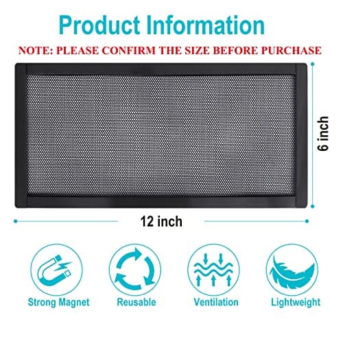 Magnetic Floor Register Vent Covers, 6 x 12 Inch Air Vent Filter Mesh, Sticky Magnet PVC Vent Screen Net for Wall Ceiling Floor Catches Toys Snacks Pet Hair and Pet Food 4 Pack - Thumbnail 2