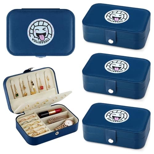SEAWINGPA 3-Pack Small Travel Jewelry Case with Cute Volleyball Character Portable Mini Jewelry Organizer Box Gifts Bulk For Christmas Graduation Sports Team Club Birthday Goodie Party Favors - Image 1