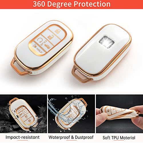 RUABIBAN Key Fob Cover Compatible with Honda, Soft TPU Key Case Protection Shell Fit for Honda 2022 Accord Civic CRV Pilot Odyssey 11th Gen Smart Key Holder - Thumbnail 3