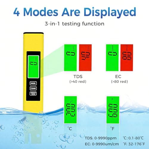 New 4 in 1 Tds Meter Digital Water Tester, 2026 Upgrade Digital Water Quality Tester, Accurate and Reliable TDS EC & Temp(°C,°F) Meter, 0-9999ppm, RO/DI System (White) - Thumbnail 6