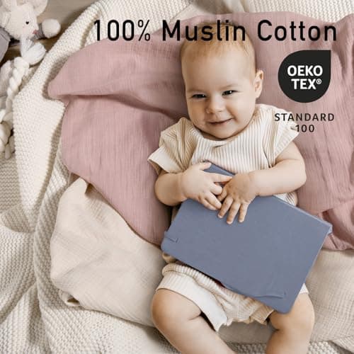 GLLQUEN BABY Muslin Swaddle Blankets for Girls, 2-Pack Organic Baby Blankets for Girl Boy, Newborn Receiving Blanket, Baby Swaddle Blanket Unisex, Baby Essentials, Registry & Gift, 40 x 38 inches - Thumbnail 2