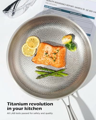 VocVoi Titanium pans for cooking with lid,12" Nonstick pro frying cookware - Thumbnail 5
