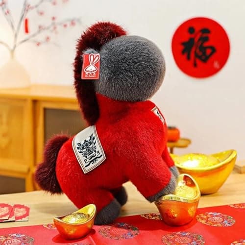 LXYUNKJ 2026 Year of The Horse Stuffed Animals Plush Soft Plushie Toys - Mascot Doll Toys Zodiac Decor, Super Cute Plush Soft Toy for Adults, Kids and Families Gifts (16" Chì Tù)