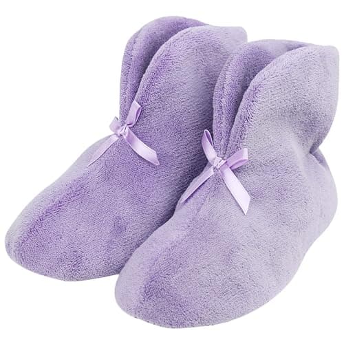 Forfoot Slipper Boots, Women's Winter House Slippers Cold Weather Soft Cozy Indoor Home Casual Ankle Purple Slipper Booties Fluffy Bedroom Boots US 9.5